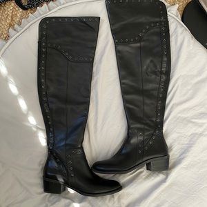 Vince Camuto Black Leather Over the Knee flat boots sz 7